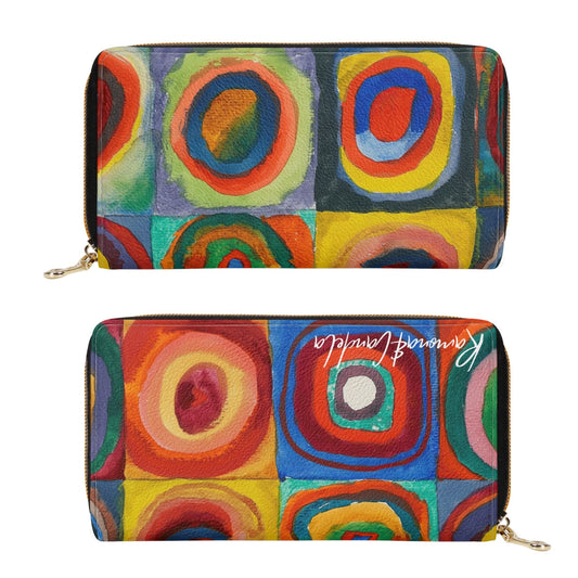 Cartera de Cuero pequeña Kandinsky  Cuadrados con circulos concentricos