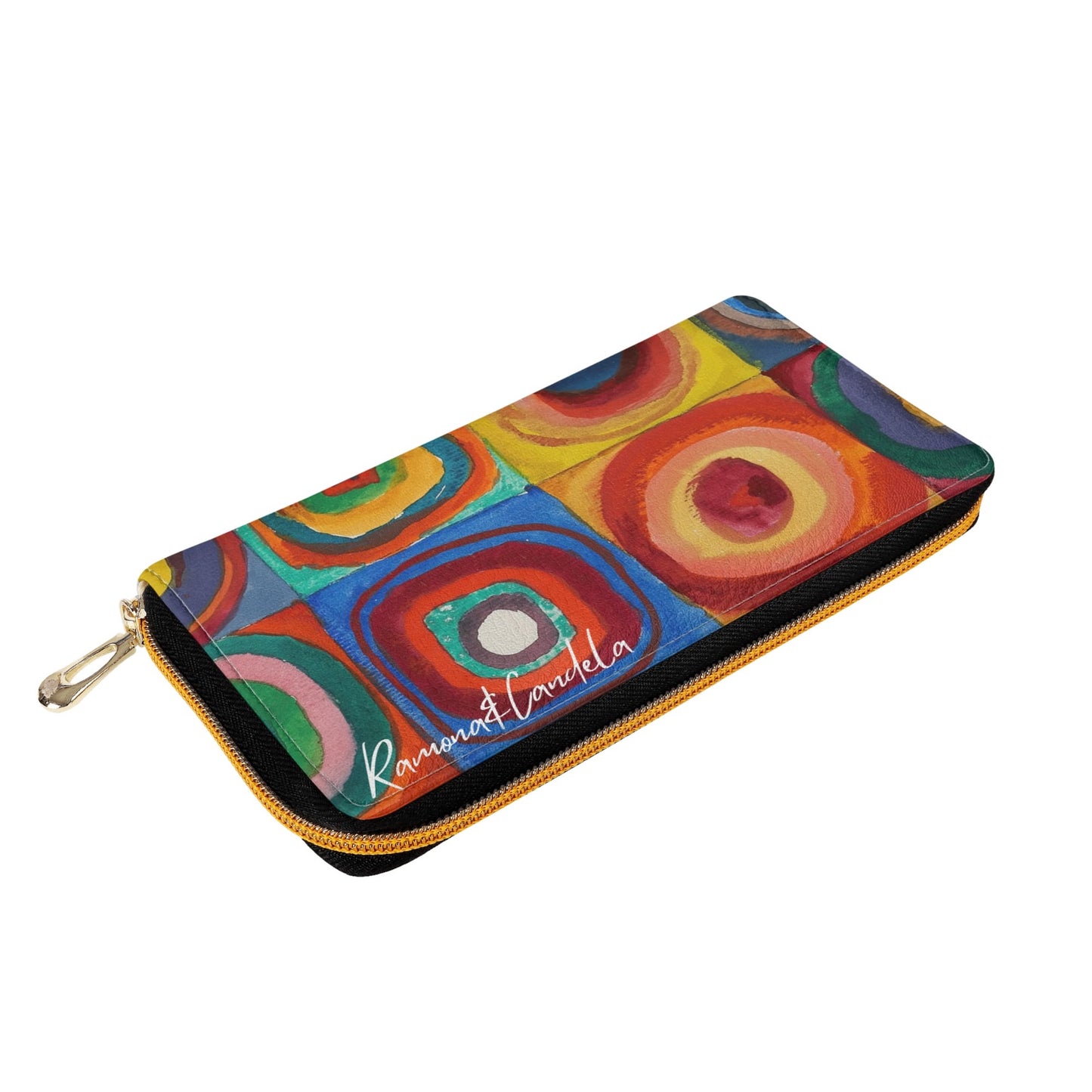 Cartera de Cuero pequeña Kandinsky  Cuadrados con circulos concentricos