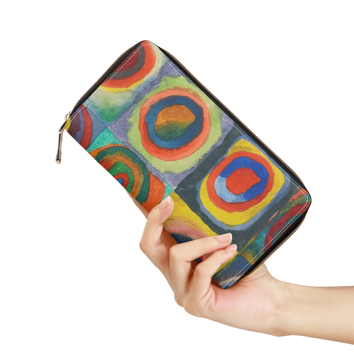 Cartera de Cuero pequeña Kandinsky  Cuadrados con circulos concentricos