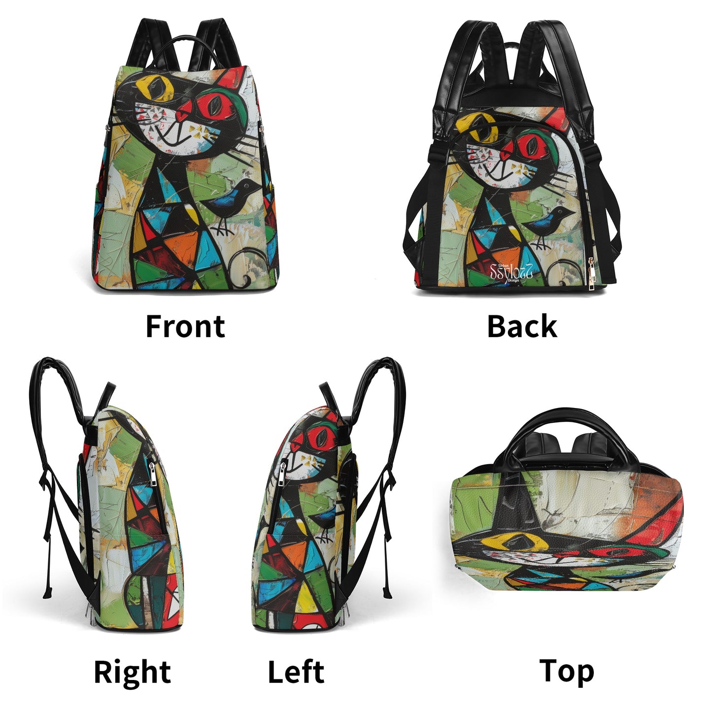 Mochila CUBISM CAT. Edición limitada. Diseño exclusivo. Sistema antirrobo.