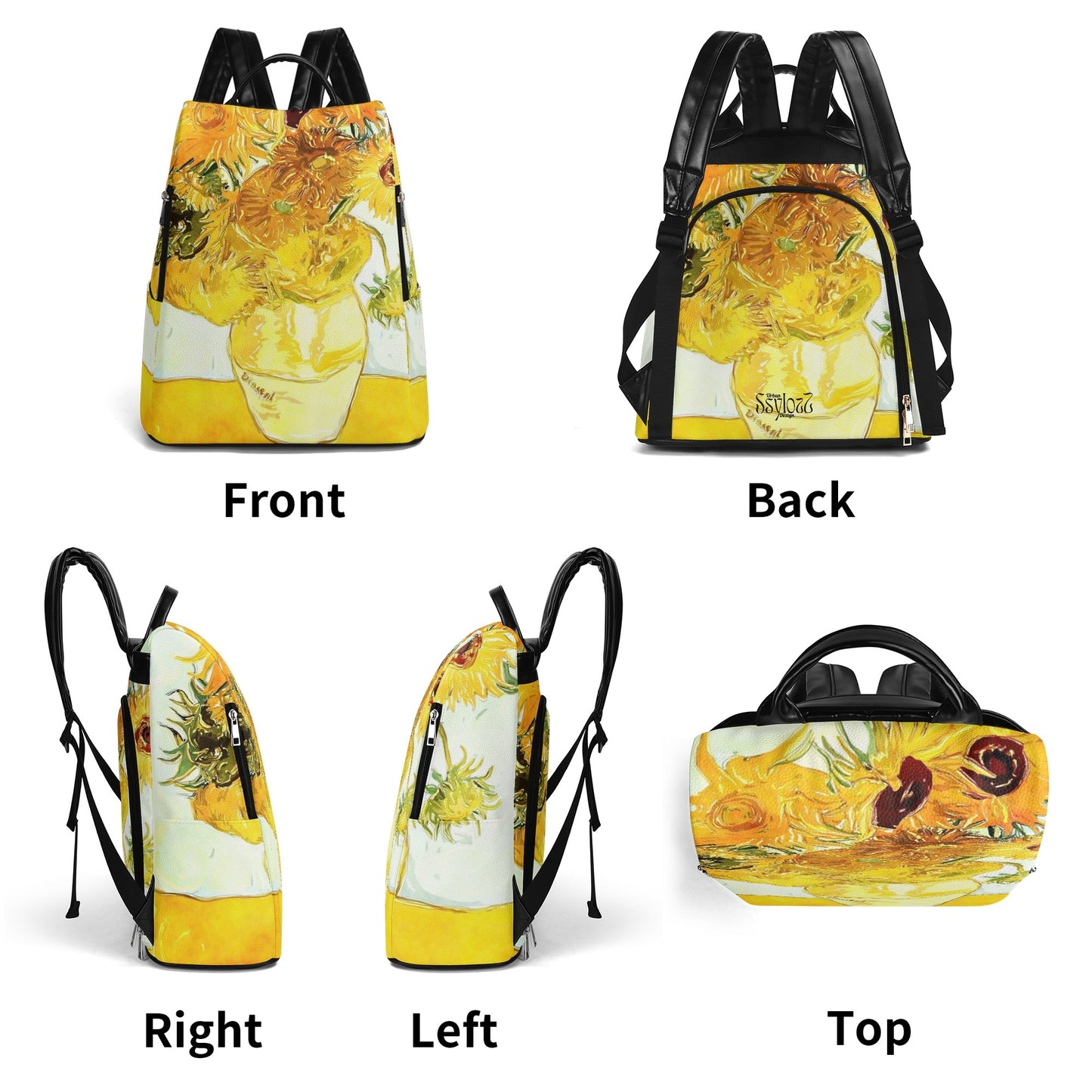 Mochila  Los Girasoles Van Gogh. Edición limitada. Diseño exclusivo. Sistema antirrobo.