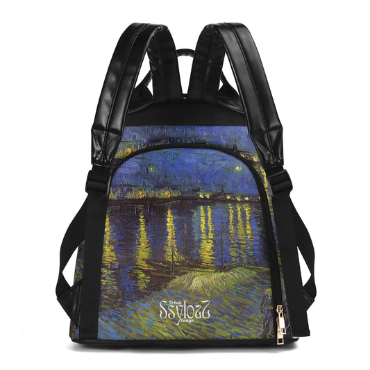 Mochila Noche estrellada sobre el Ródano, Van Gogh. Edición Limitada. Diseño exclusivo. Sistema antirrobo,